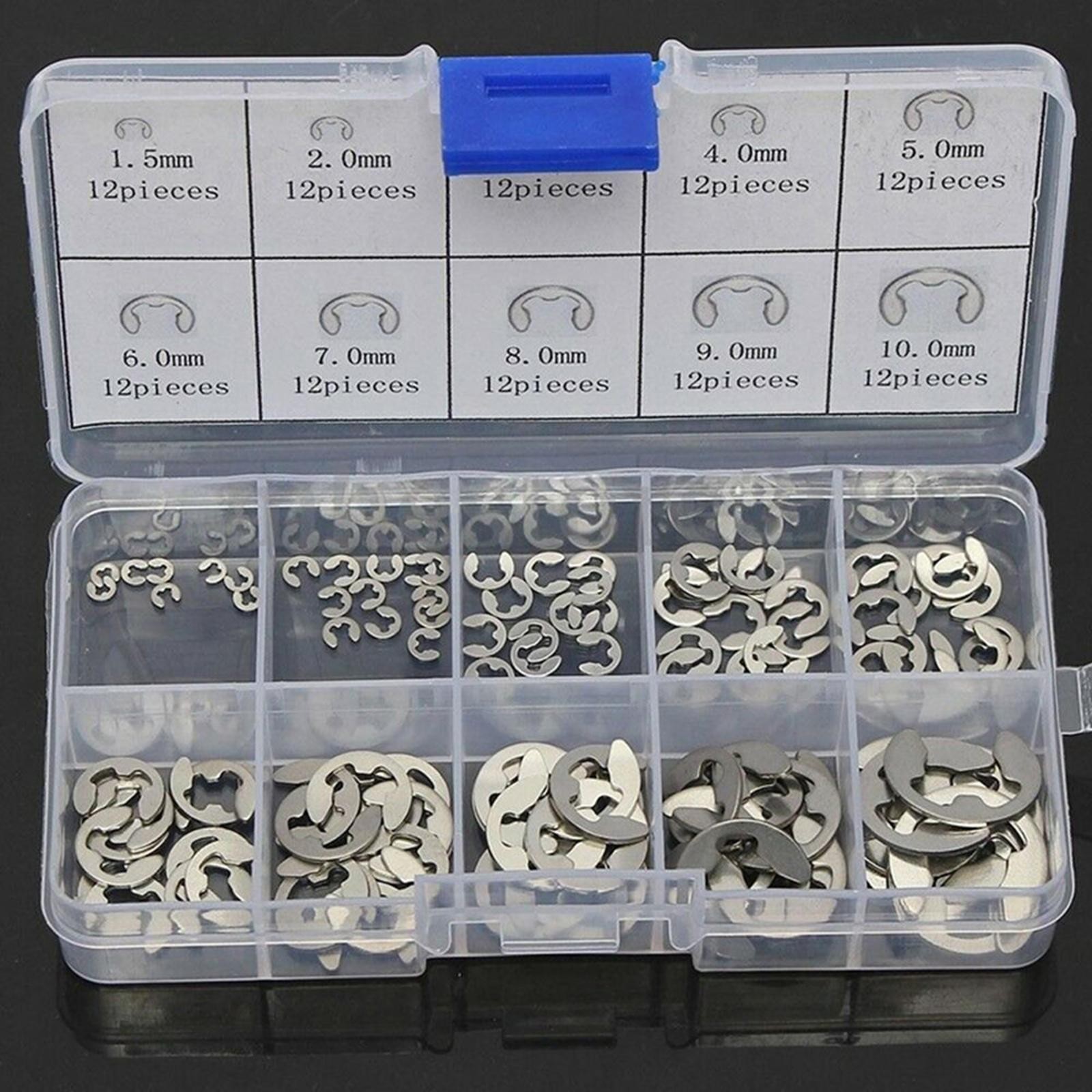 120 X Assorted M1.5 – M10mm Stainless Steel E Clips C Circlip Kit Retaining Ring