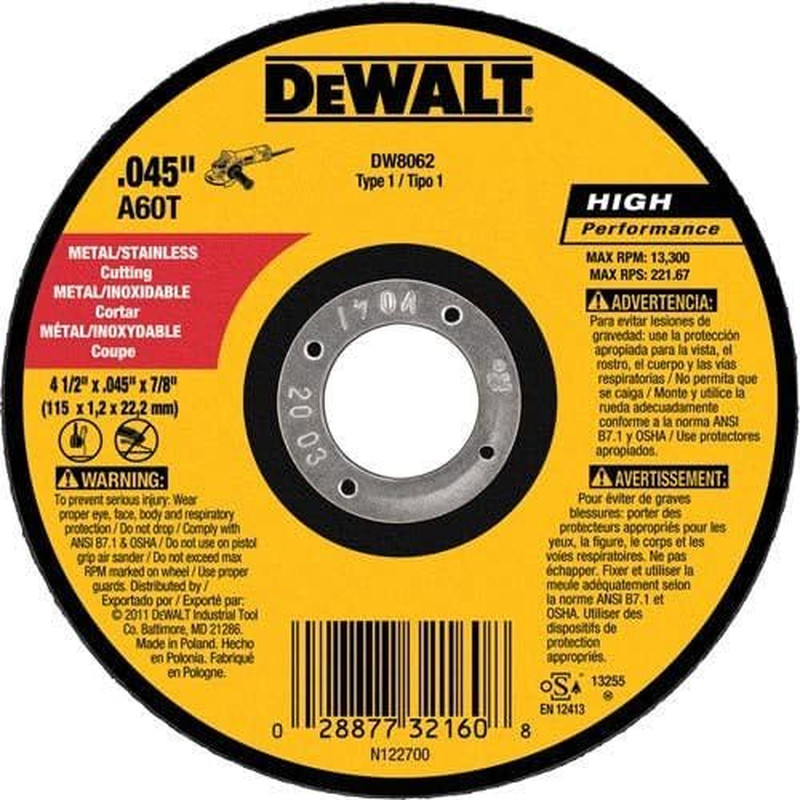 4 1/2 Cut off Wheel, Angle Grinder Cutting Disc, 5 Pack, Aluminum Oxide Abrasive