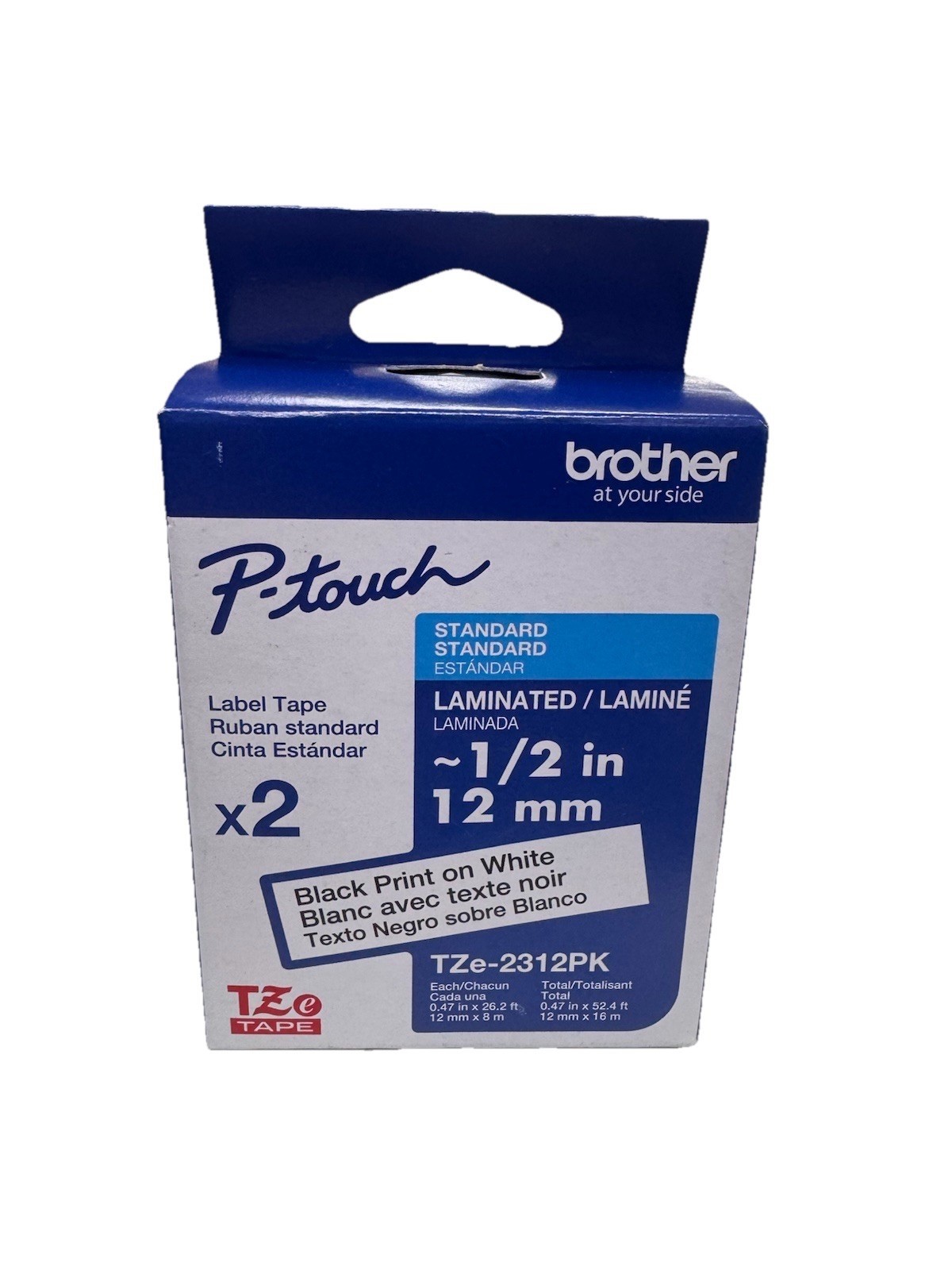 2 pack Brother P-Touch genuine original OEM TZe-231 BLACK ON WHITE Label Tape