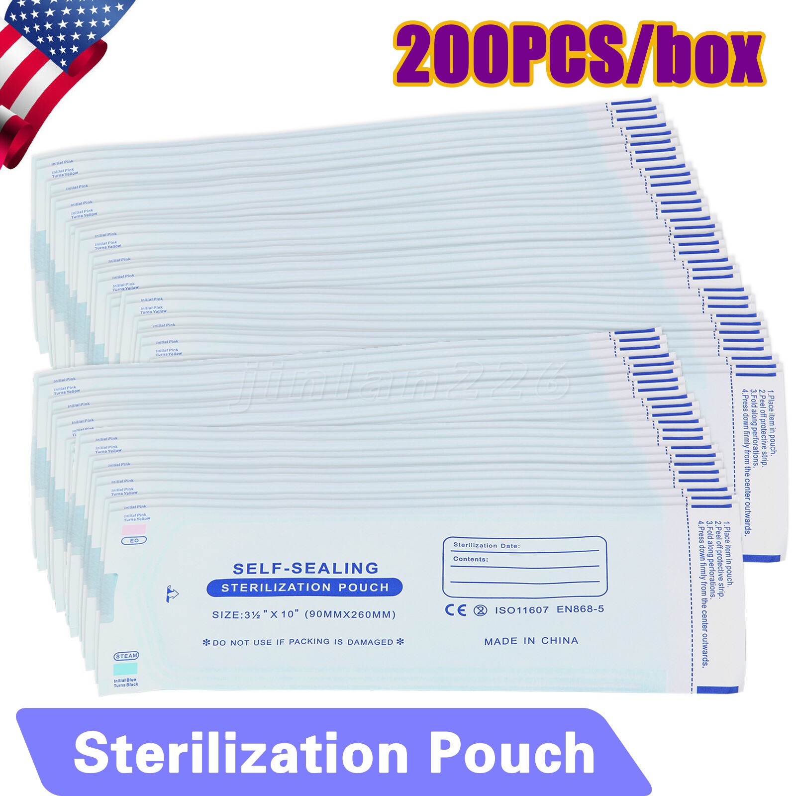 Self-Sealing Sterilization Pouches 3.5″ x 10″ 200 Pcs / Box pa
