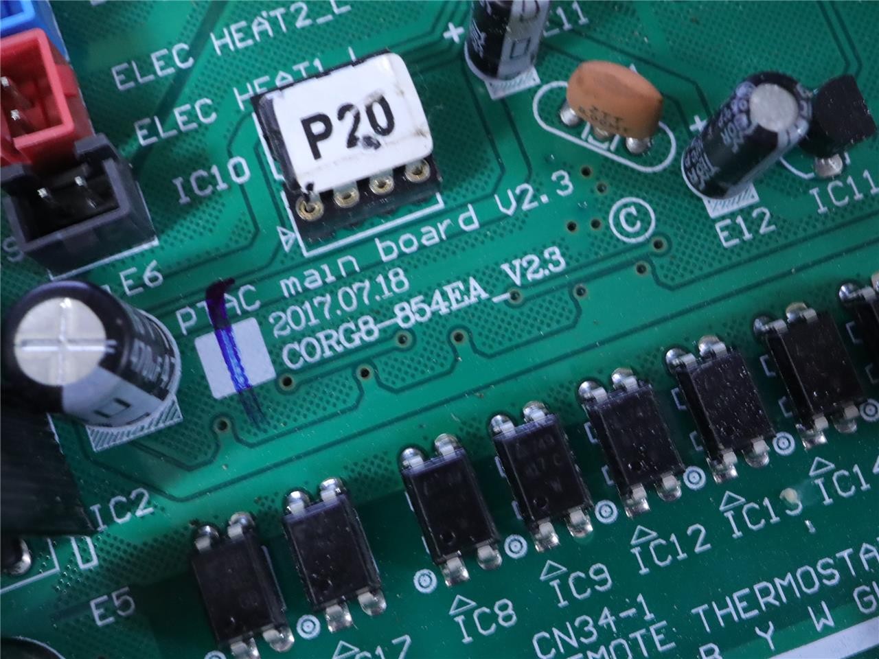 ISLANDAIRE 803300301035 PTAC V2.3 Main Control Circuit Board PTAC-MB-C-A1
