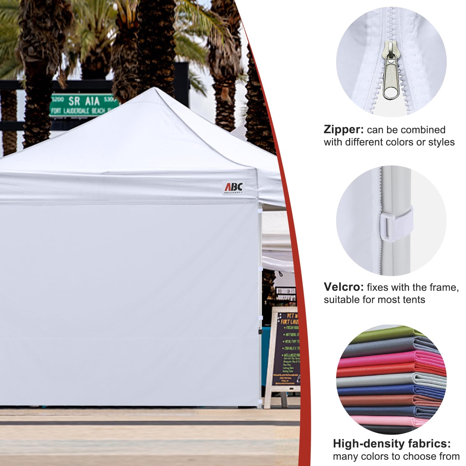ABCCANOPY 10×10 Instant Canopy SunWall Sidewall Black 1-Pack – No Frame Top