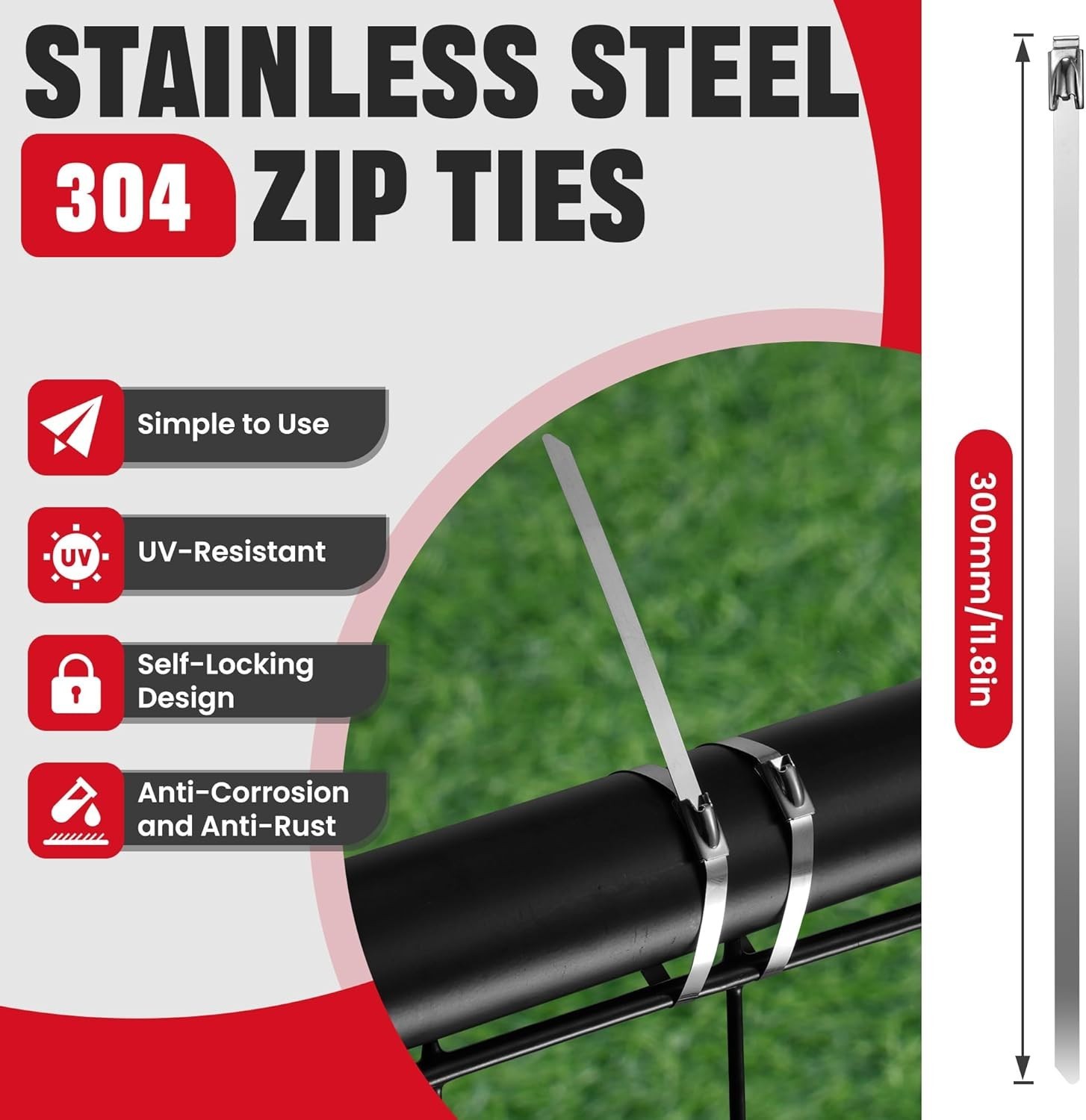 Cable Tie Tool Gun Stainless Steel Cable Tie Tool Repair W/150PCS Metal Zip Ties