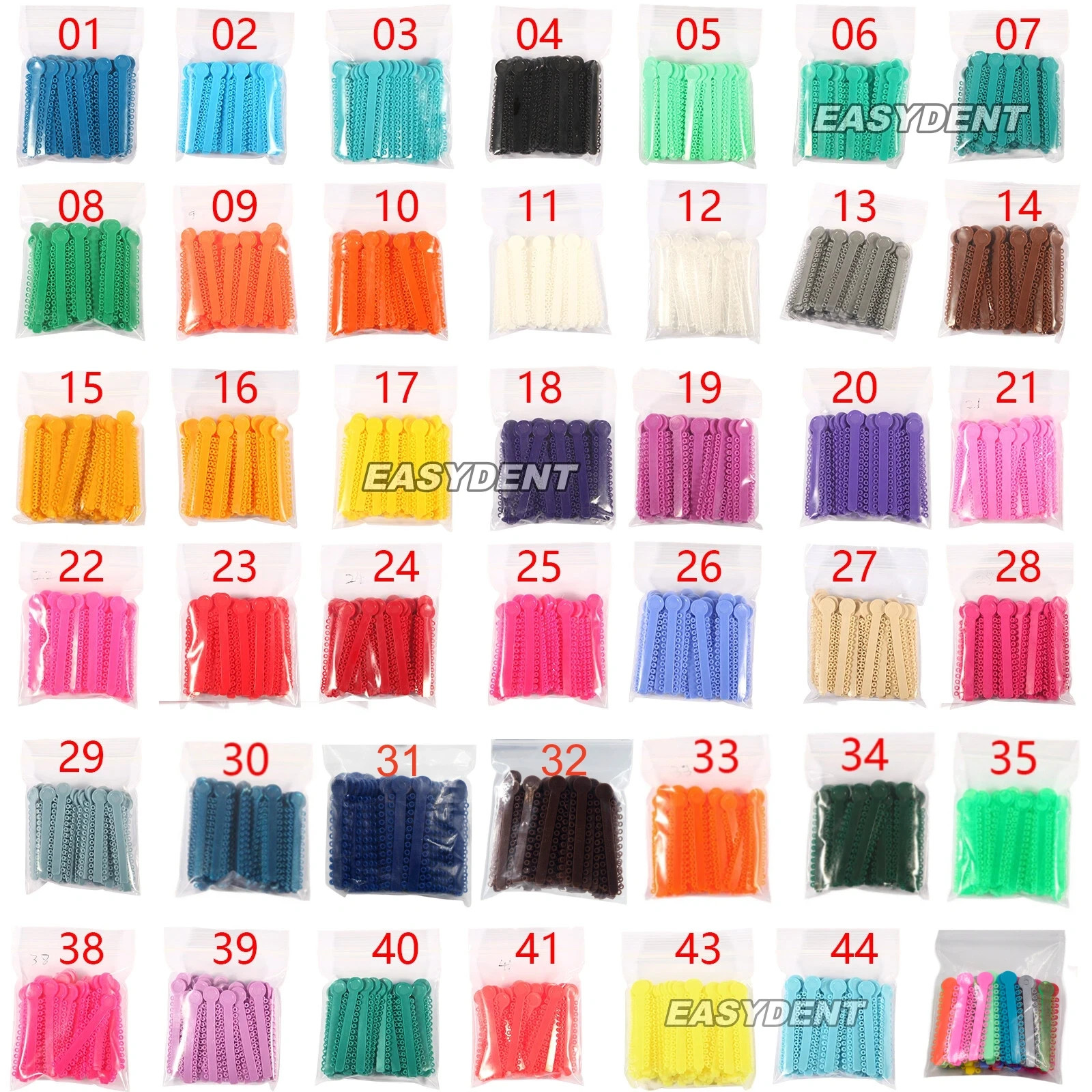 Dental Orthodontic Ligature Ties + Elastic Power Chain Long Short Close 44 Color