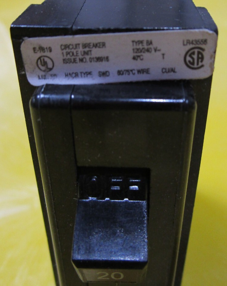Cutler-Hammer BAB1020 20 amp 1-Pole Bolt on 120/240 VAC Circuit Breaker