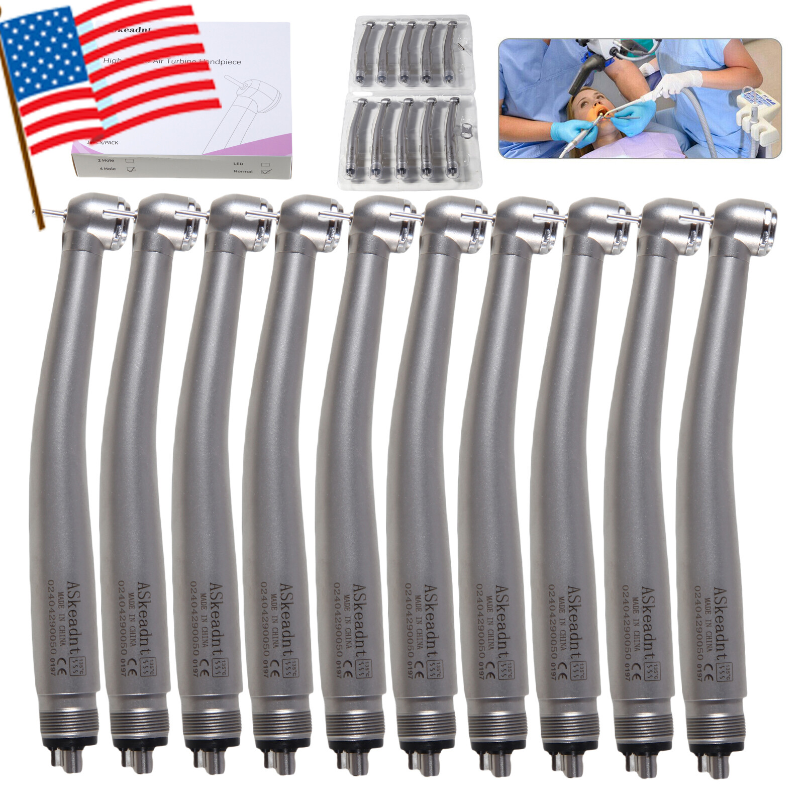 10pcs/1Pack Dental high speed handpiece 4HOLE