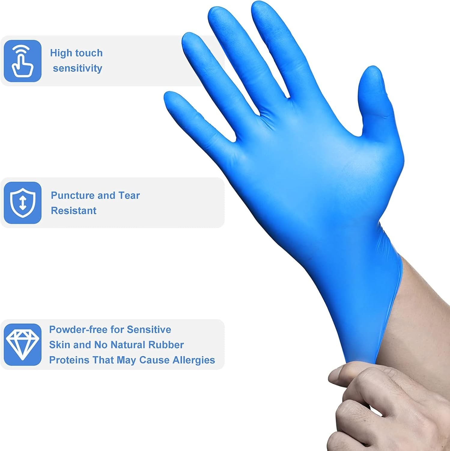 Ambidextrous Waterproof Nitrile Gloves – 50 Pack, Ideal for Hygiene & Cleaning