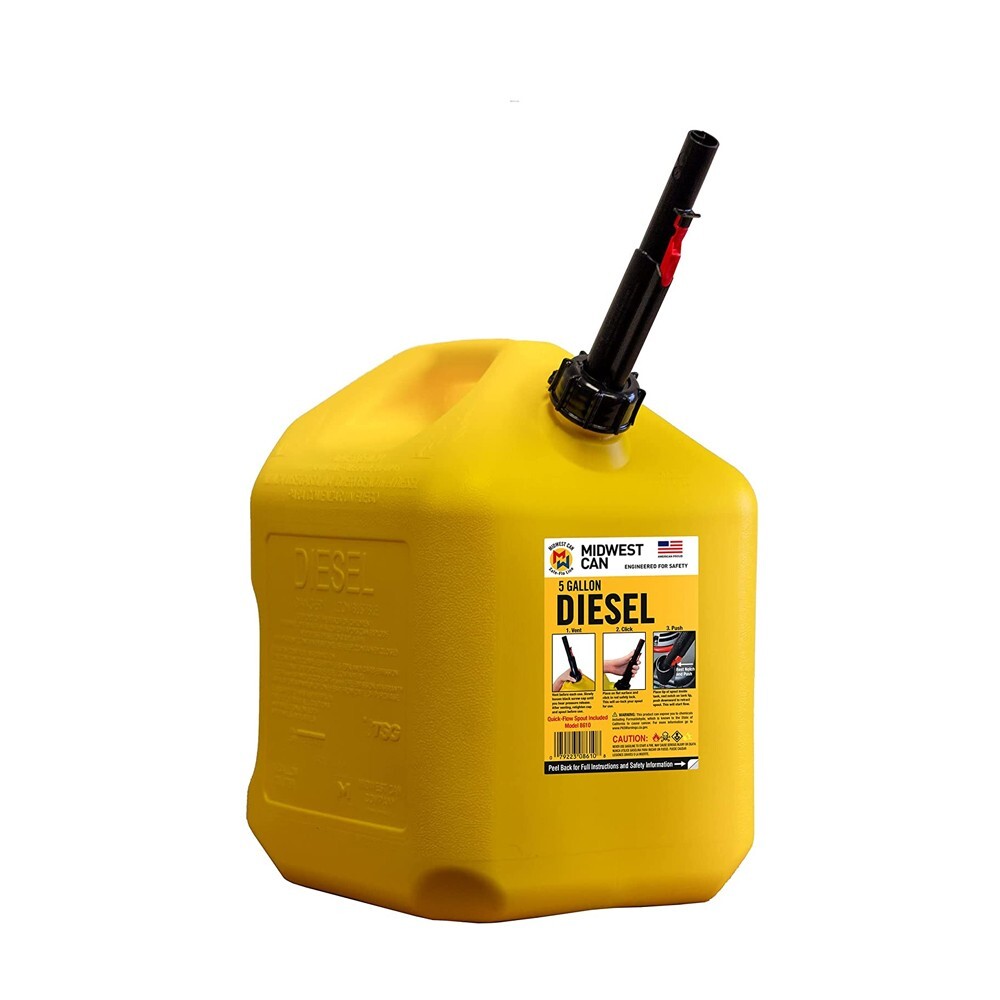 MIDWEST CAN 8610 5 GALLON DIESEL CAN QUICK FLOW PORTABLE FUEL CONTAINER – 4 PACK