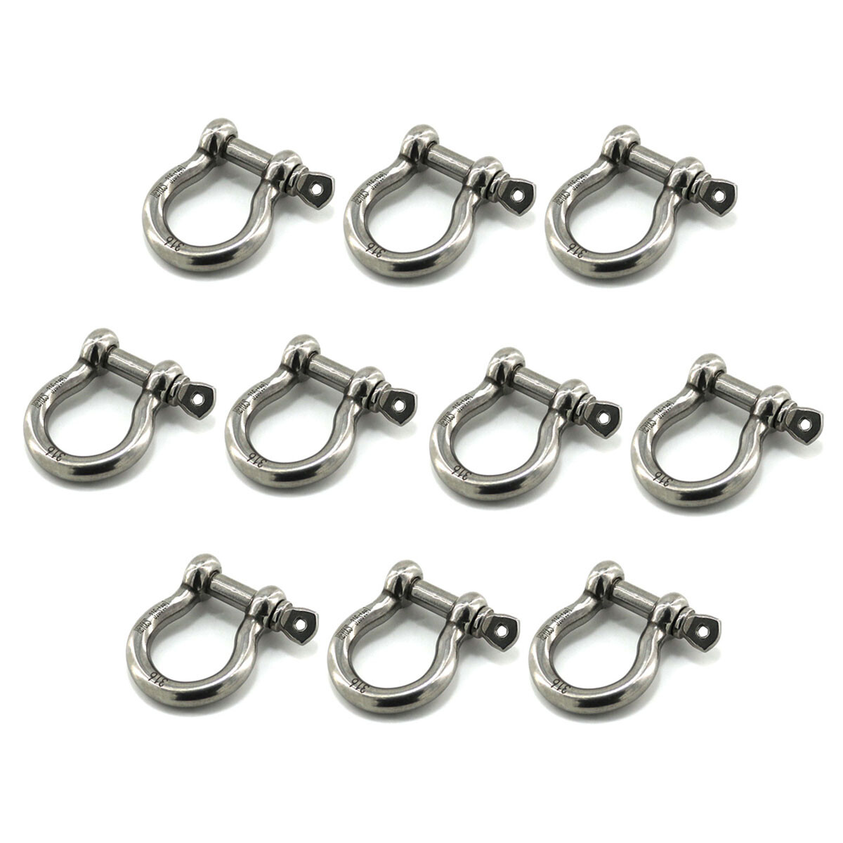10 Pack 1/5″ Mini Shackle D Rings Stainless Steel Small Anchor Rigging Shackle