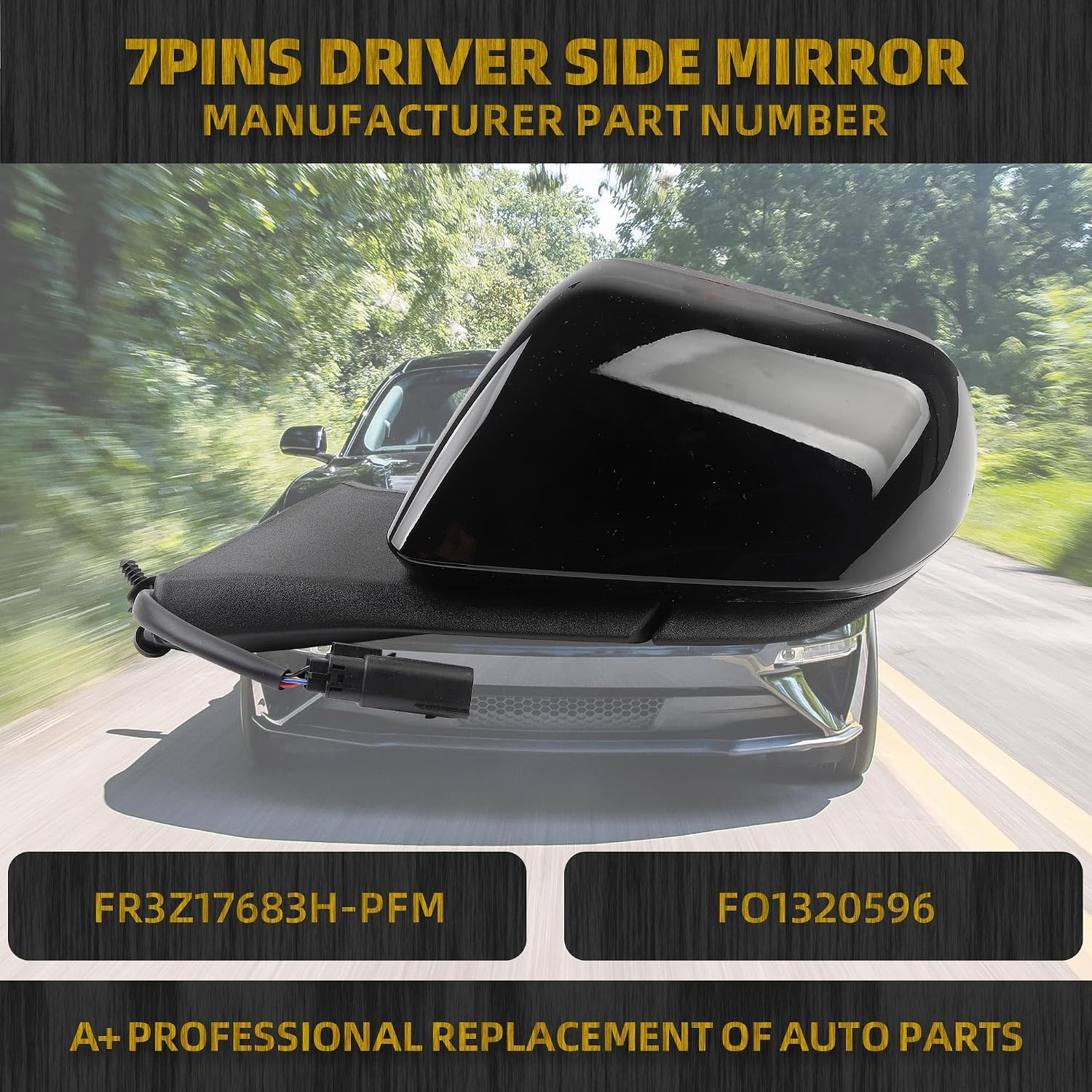 Left Driver Side Door Mirror Compatible with Ford Mustang 2015-2020 Power Glass