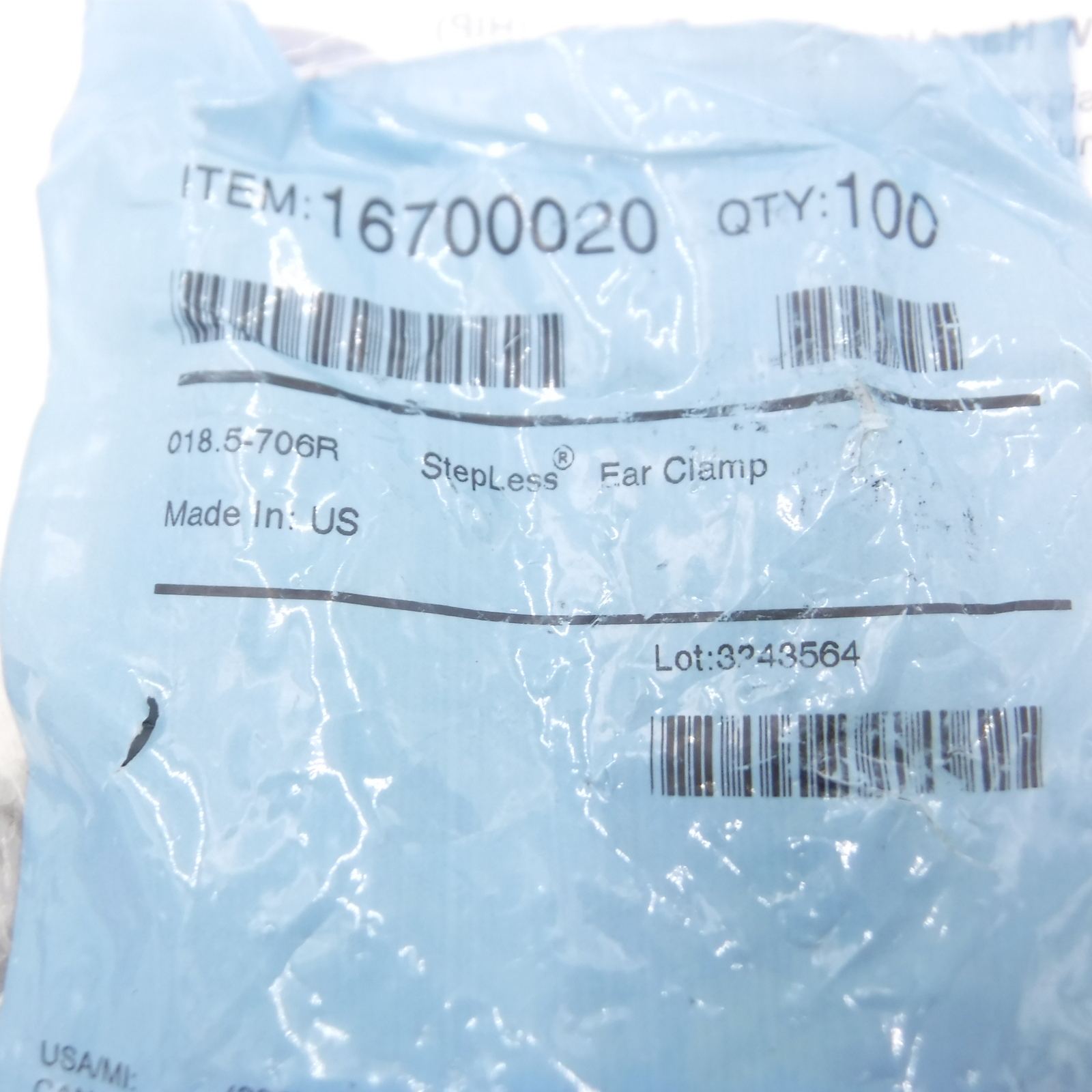 100 Pack Oetiker 18.5-706R StepLess One Ear Clamp