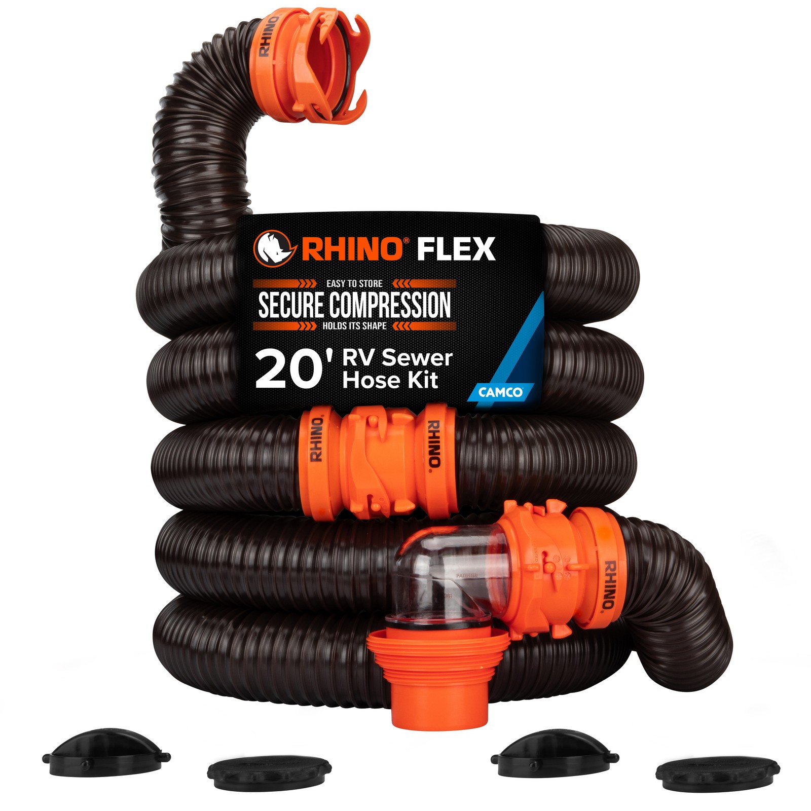 Camco RhinoFLEX 20 Ft RV Sewer Hose Kit w/Pre Attached Bayonet Fittings (Used)