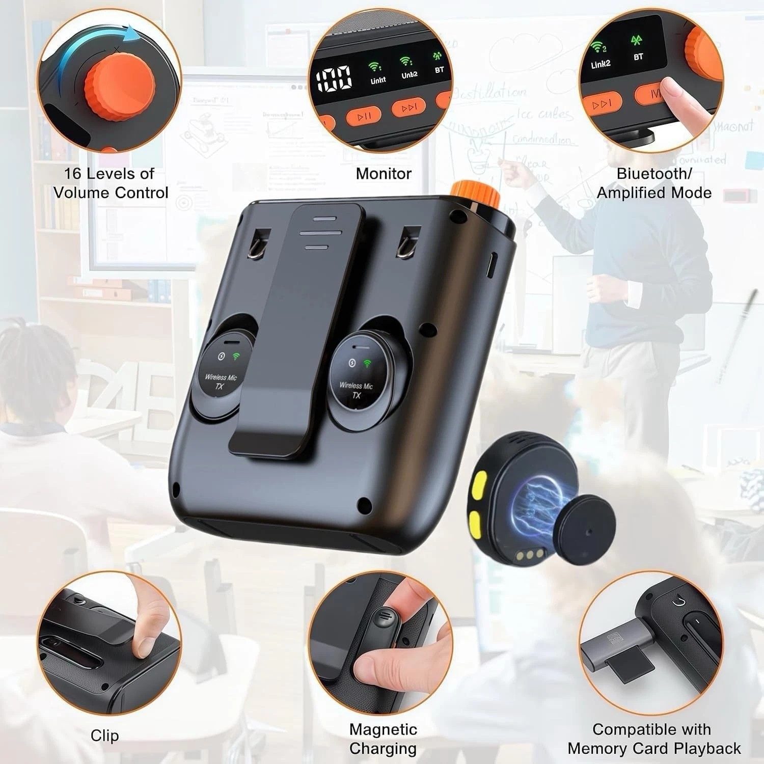 Wireless Voice Amplifier with Wireless Lavalier Microphone,Portable Speaker Gift