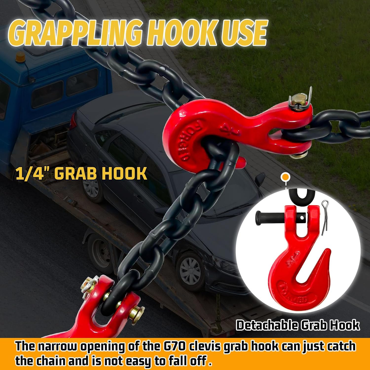 G80 Transport Binder Chain|1/4″×20 FT Heavy Duty Chain Wll 3300 Lbs Break Streng