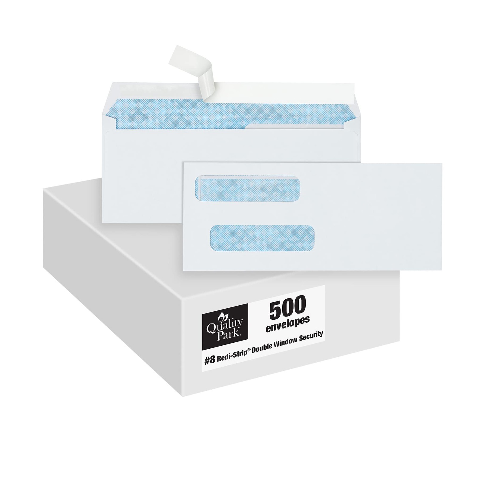 Quality Park #8 Double Window Envelopes, Self 500 Count (Pack of 1), White