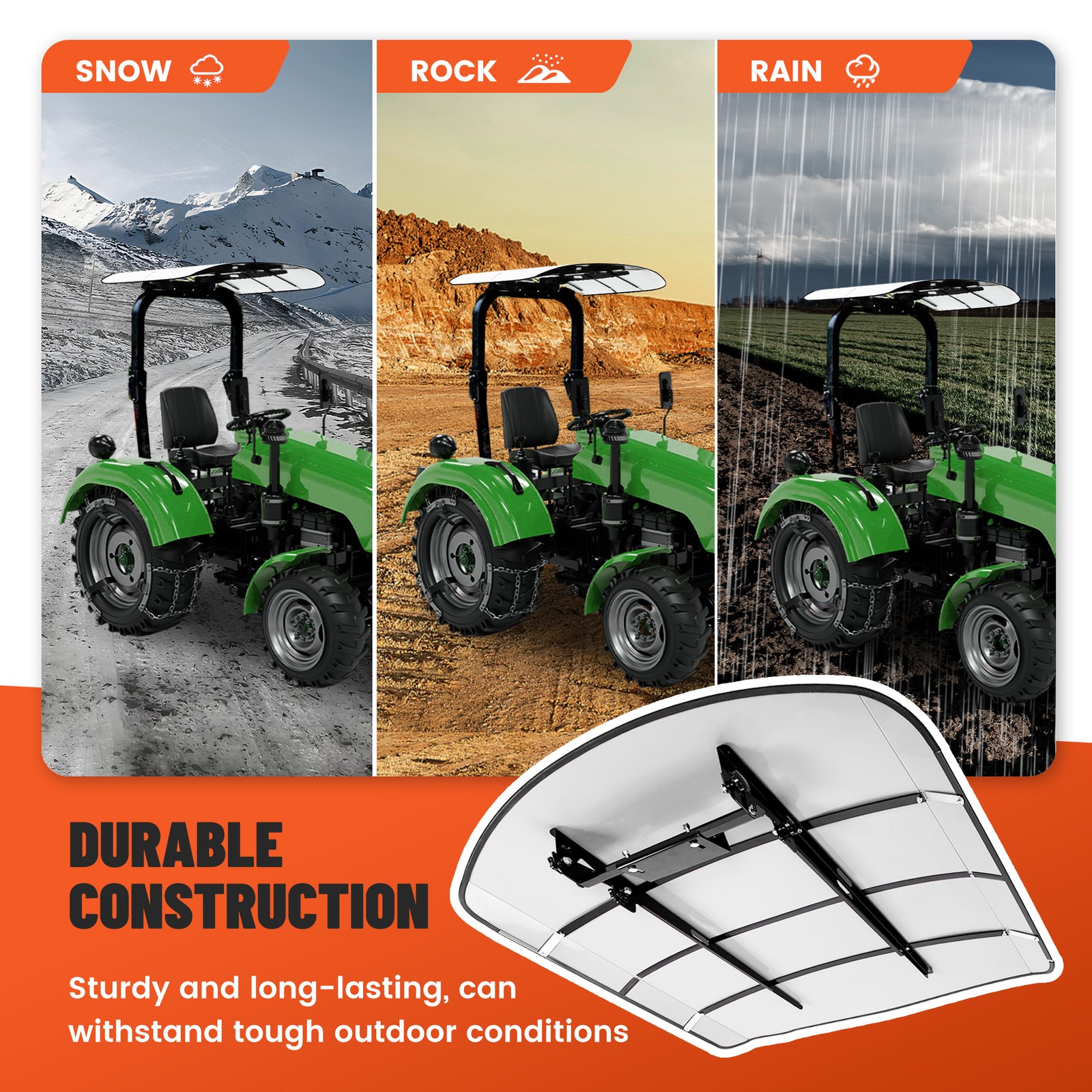 Tuff Top Tractor & Mower Canopy 48″ X 52″ For 2″ x 2″ or 2″ x 3″ ROPS -White