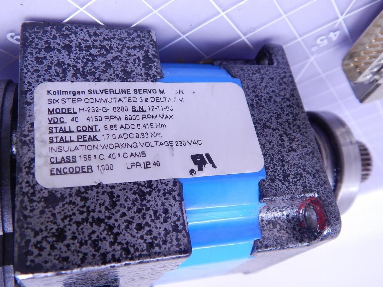 KOLLMORGEN H-232-G-0200 SERVO MOTOR 40 VDC 6000 RPM MAX T123296