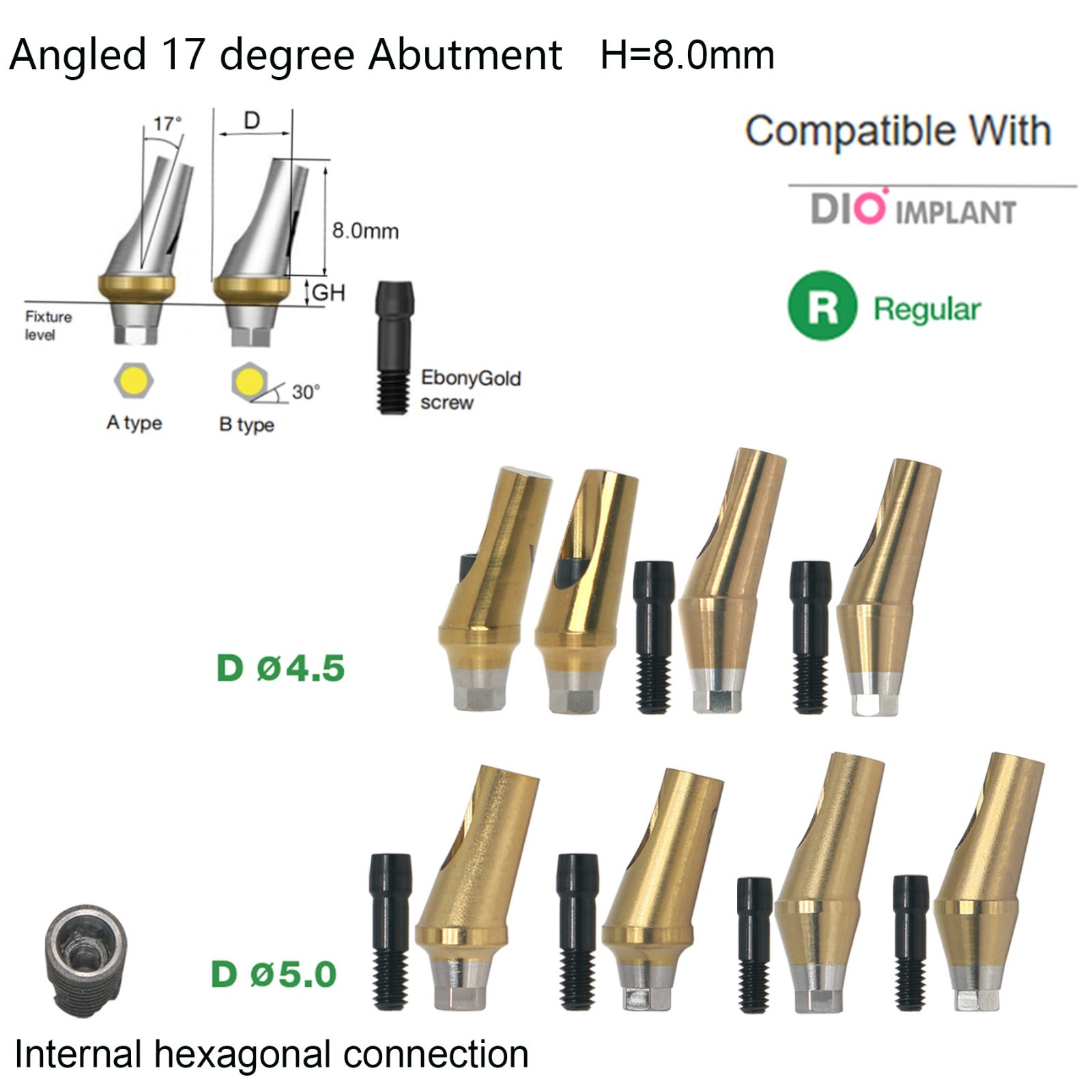 US DIO UFII Regular Impression Coping Transfer Straight Locator Healing Abutment