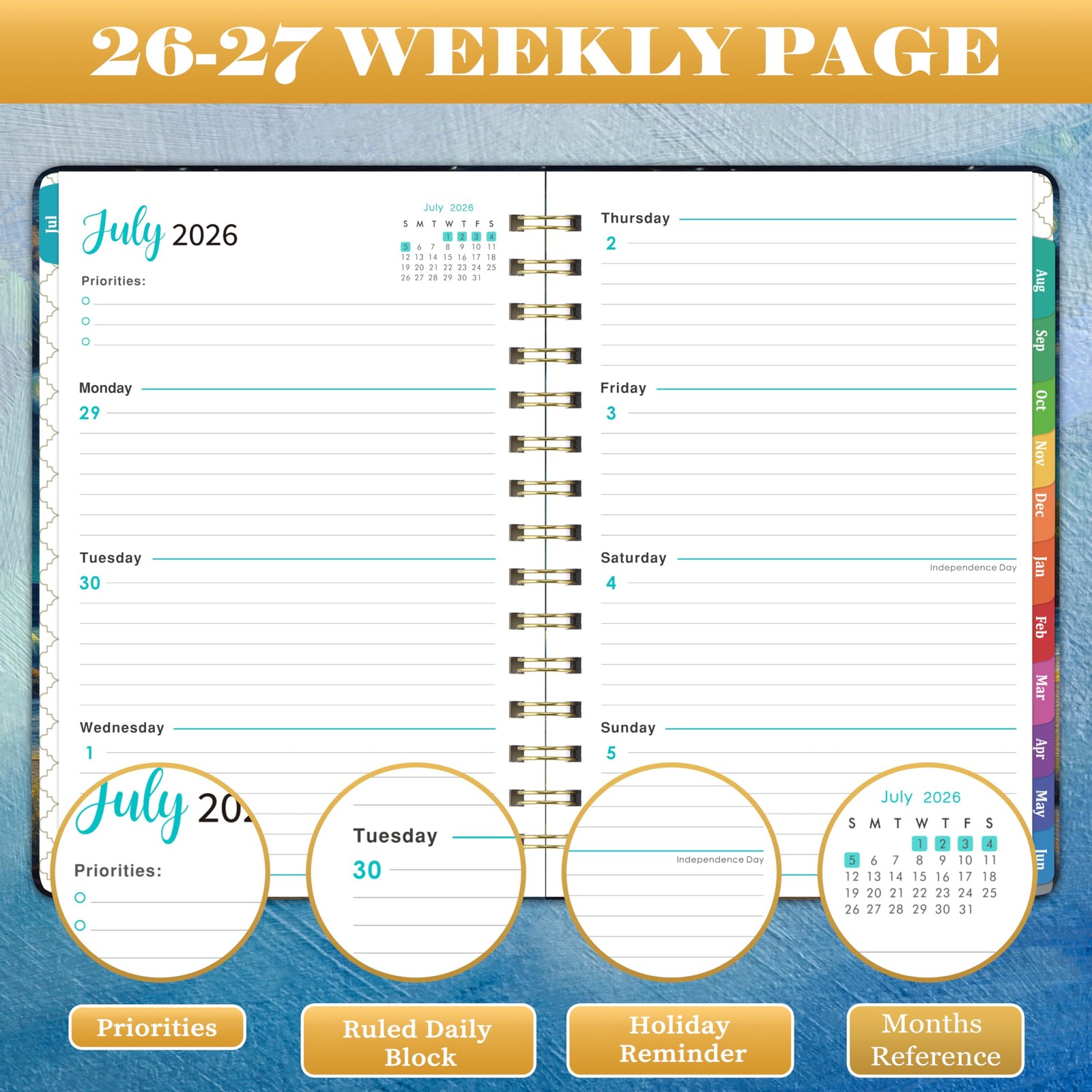 2026-2027 Planner – 8.4″x 6.3″ Planner Weekly and Monthly 2026-2027, from JUL…