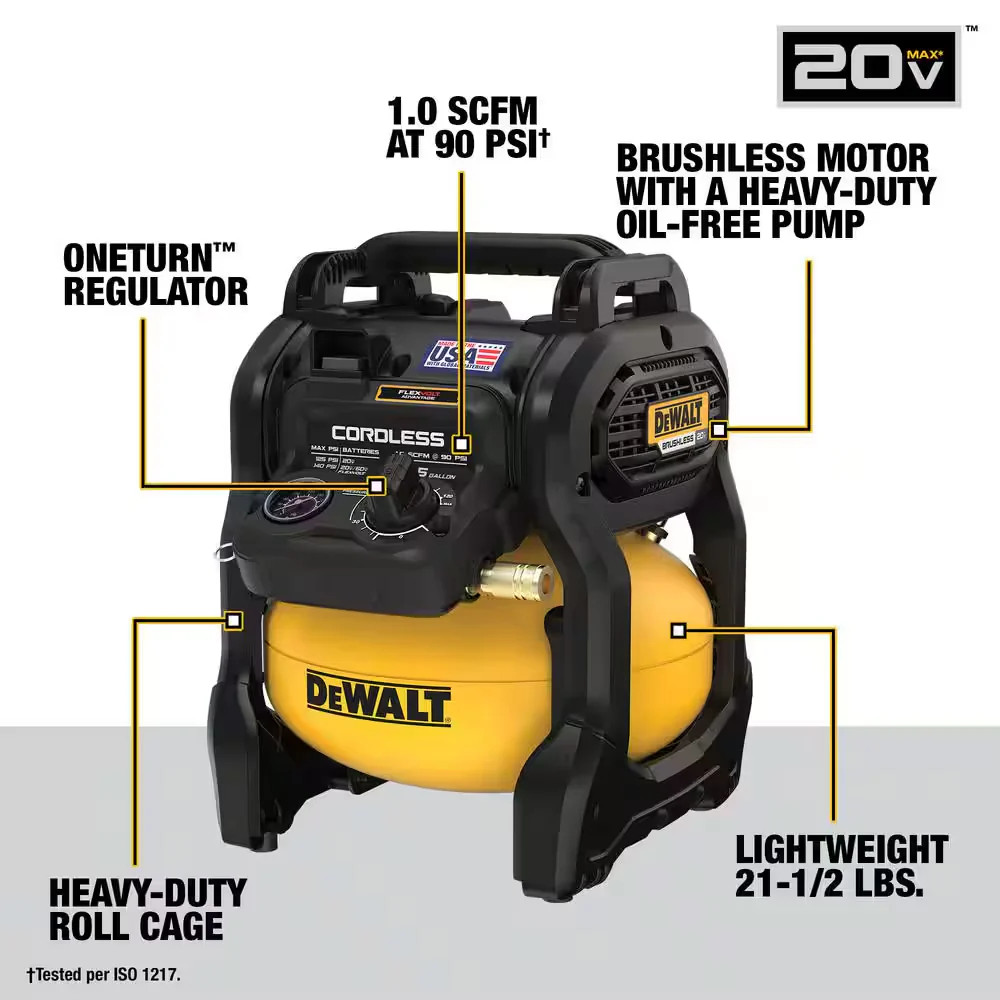2.5 Gal. 140 Psi Portable Cordless Air Compressor FLEXVOLT Advantage (Tool Only)