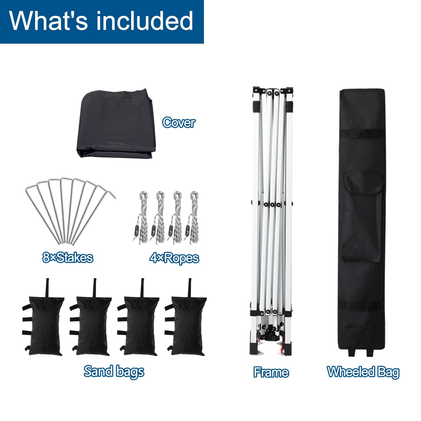 Vingli 10X10 Pop Up Canopy Tent Sandbags Rolling Bag Portable Instant Party