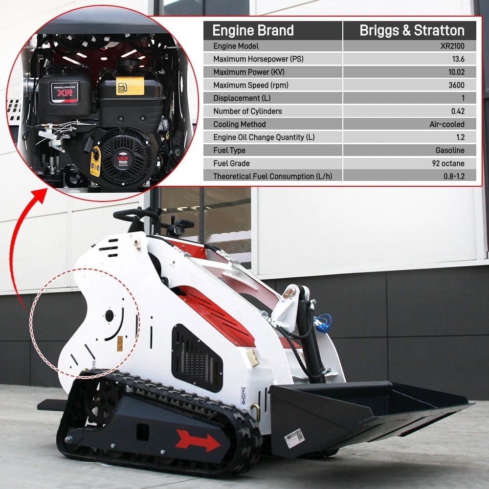Compact stand-up tracked mini skid steer loader Runtong R420 Engine US in Stock