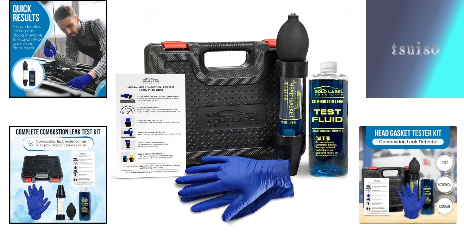 Combustion Leak Detector Kit with 100+ Tests & 18oz Fluid for Engine Diagnostics