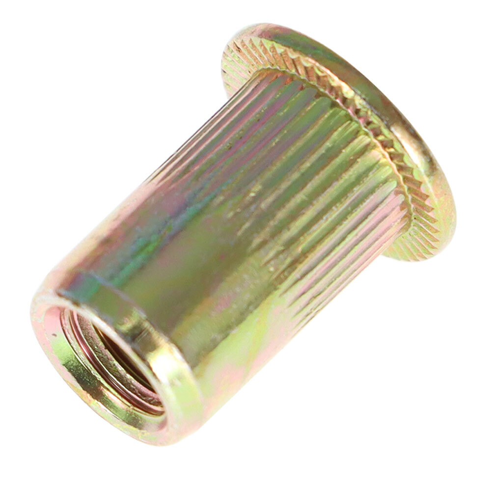 100 Pcs M6 Metric Carbon Steel Rivet Nut Flat Head Threaded Insert Nutsert US