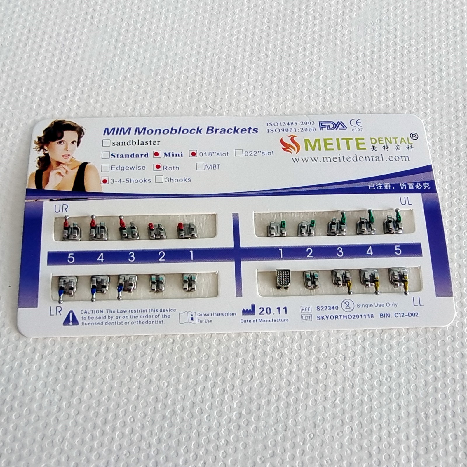 100 Packs Dental Orthodontic Bracket Braces Mini Roth 018 Hooks 3-4-5