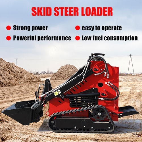 13.5HP Hydraulic Mini Skid Steer Loader Stand-on Track Gas Guided Drive Garden