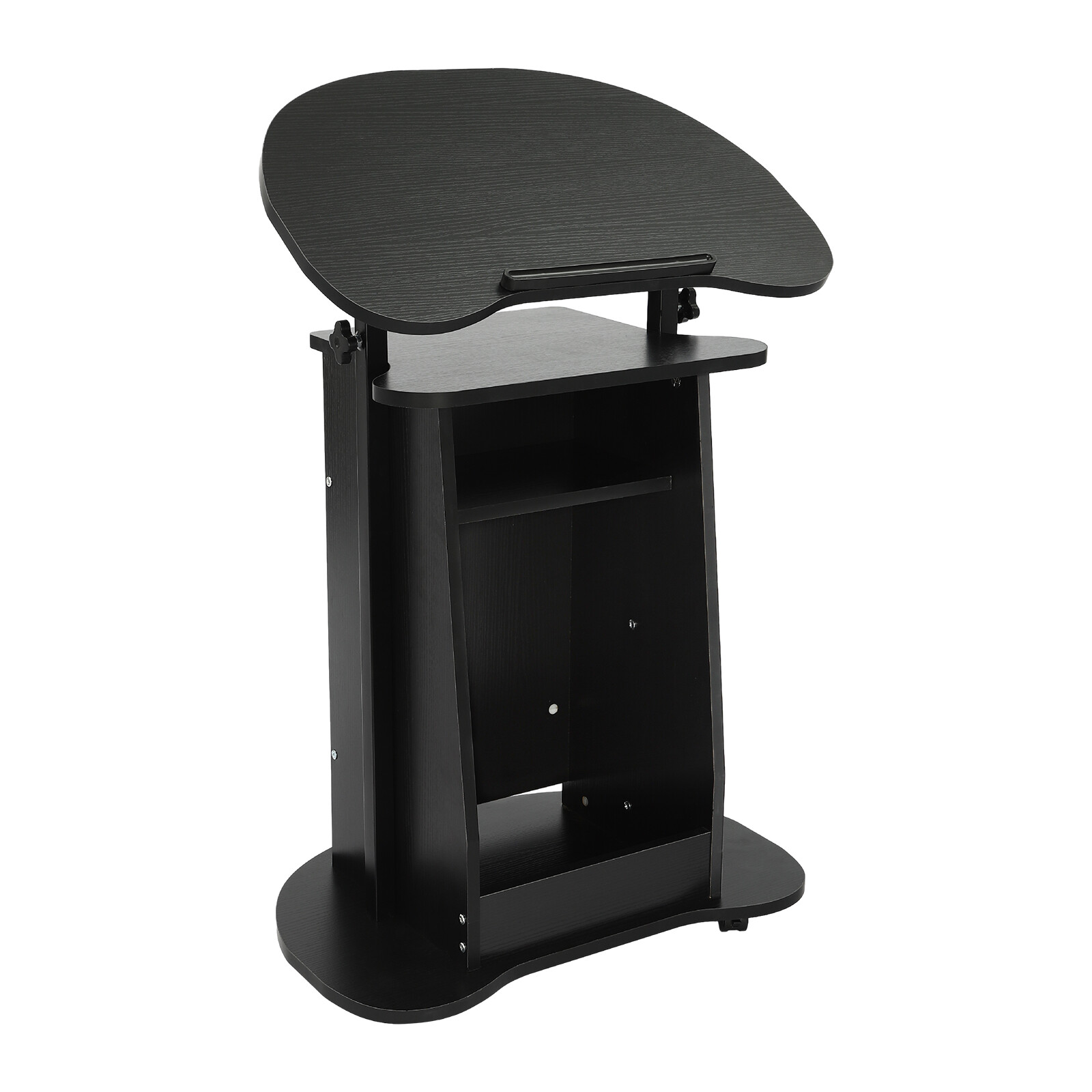 Black Sit-to-Stand Rolling Adjustable Storage Medical Laptop Computer Cart Desk