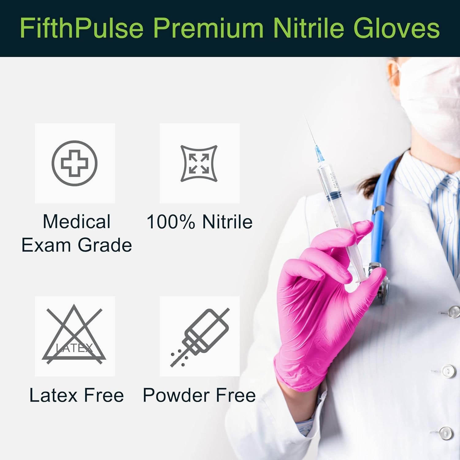 Fuchsia Hot Pink Nitrile Disposable Gloves – 50 Count – 3 Mil Nitrile Gloves Med