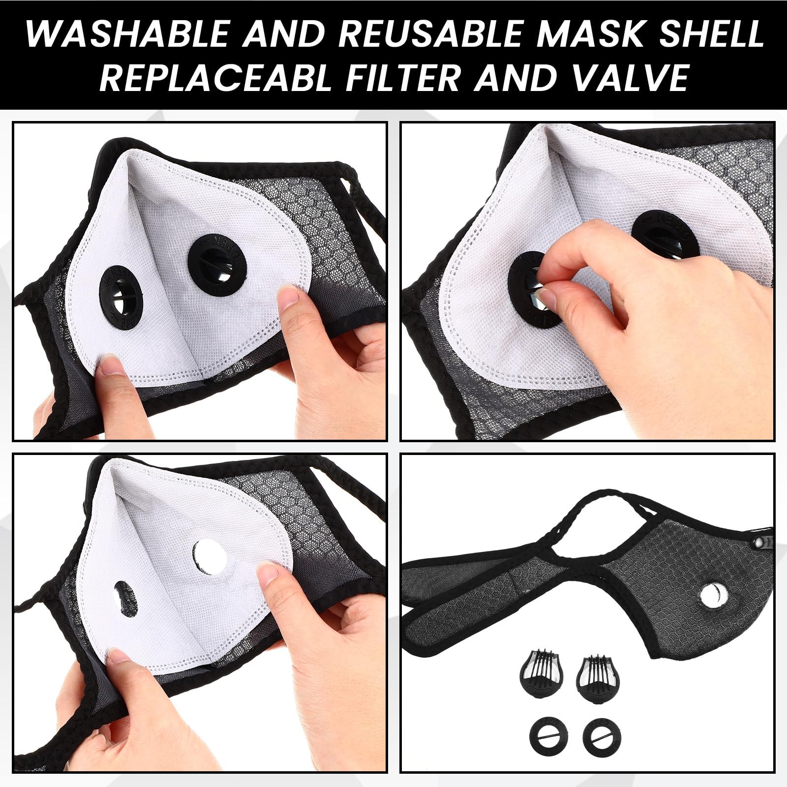 2 Pcs Dust Reusable Respirator with Activated Carbon for Woodworking Mowing D…