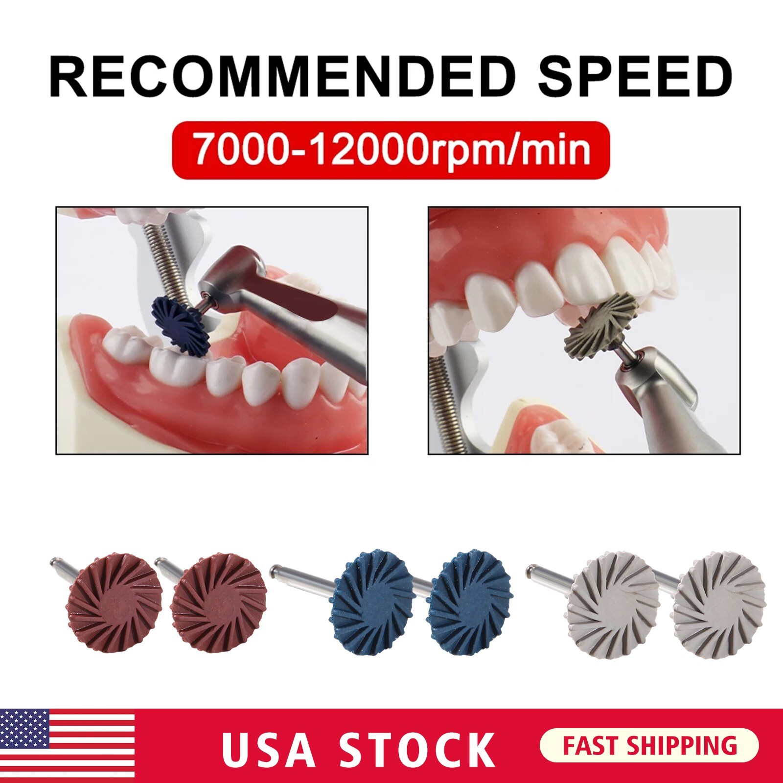 Dental Composite Polishing Kit Diamond RA Polisher Burs For Contra Angle 2.35mm