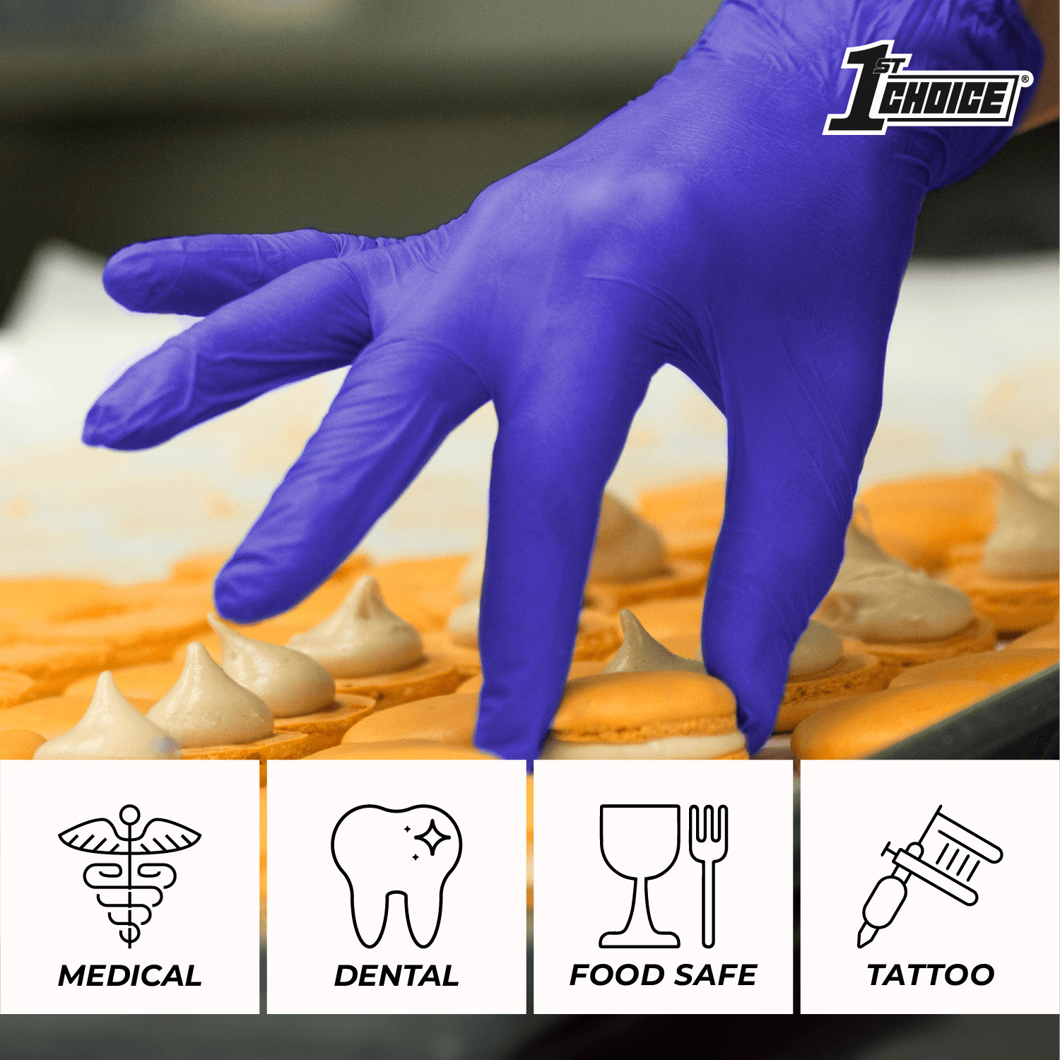 1st Choice 1EIN Medium Nitrile Exam Gloves, 100 Count, Powder-Free,