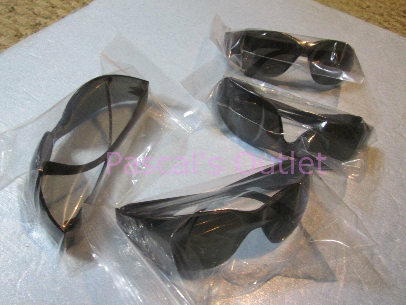 4 pack Tinted Safety Goggles (Dark grey smoke lens) Crews or Bulldog or Cordova