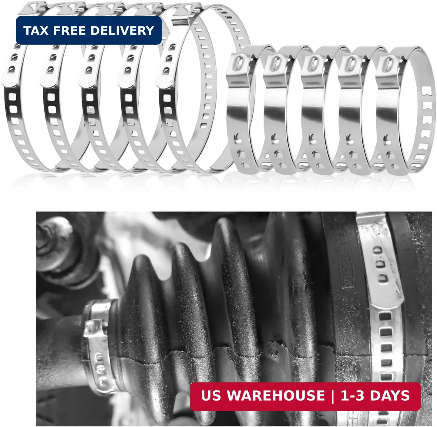 10PCS CV Boot Clamps Kit,Adjustable Tie Rod Boot Clamp for Secure Fixing Hose/Sh