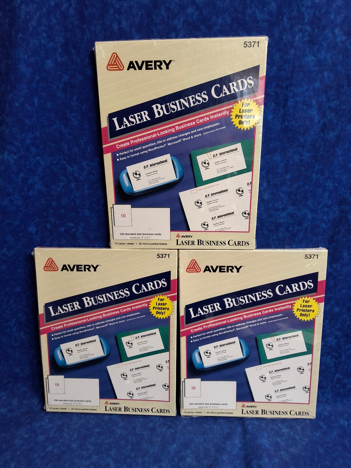 3 Packs Avery Laser Business Cards 2″ x 3 1/2″ White Qty 250 ea(750 Total) #5371