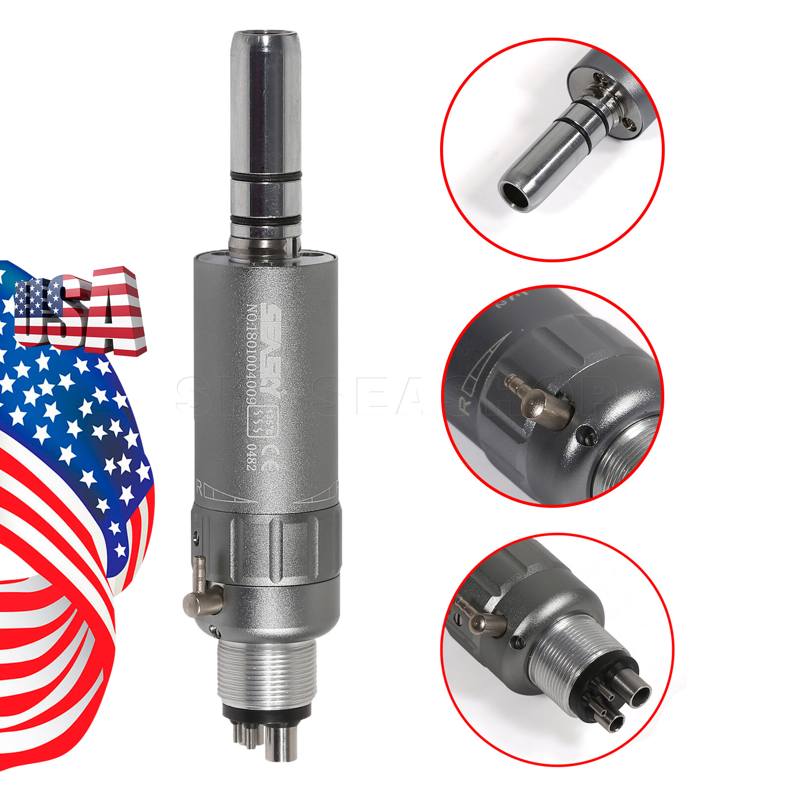 Dental Slow Low Speed E-type Air Motor Micromotor 4 Hole Contra Angle Handpiece
