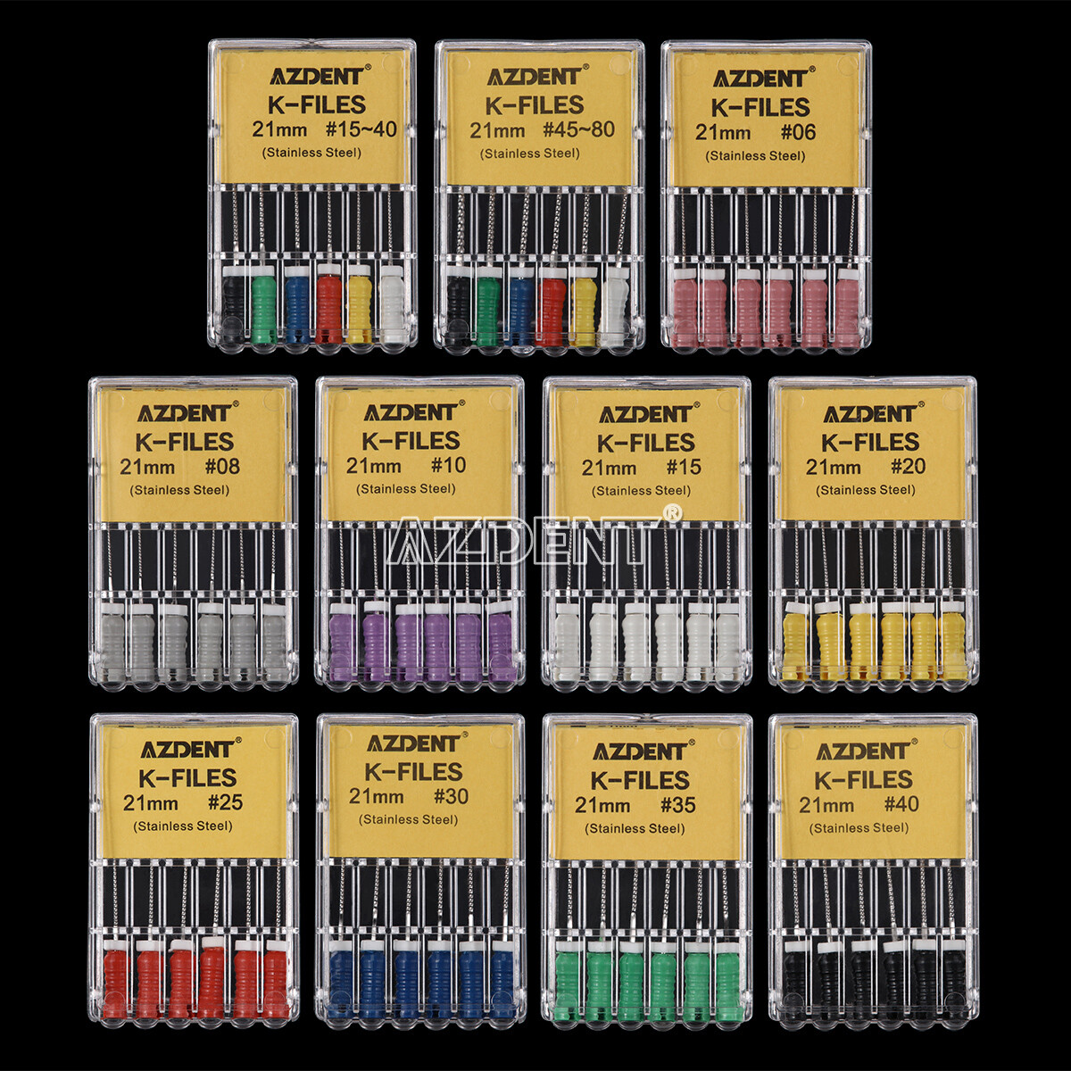 21mm /25mm Dental Endodontic Root Canal Hand Use K-Files Stainless Steel AZDENT