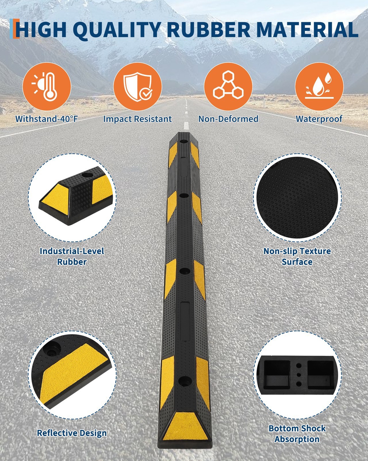 1 Pack 72” Speed Bump 4” High Heavy Duty Speed Humps Portable Speed Bump