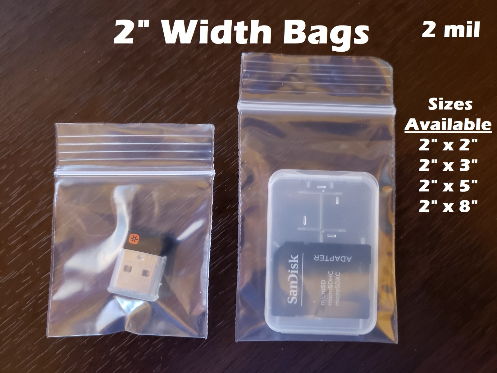 2″ CLEAR ZIP SEAL BAGS POLY PLASTIC RECLOSABLE TOP LOCK ZIPPER MINI BAGGIES 2MIL