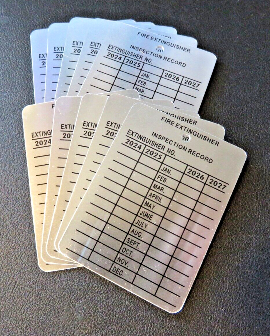 ✅🔥🧯50-METAL FIRE EXTINGUISHER 4-YEAR INSPECTION TAGS 2024-2025-2026-2026🚒
