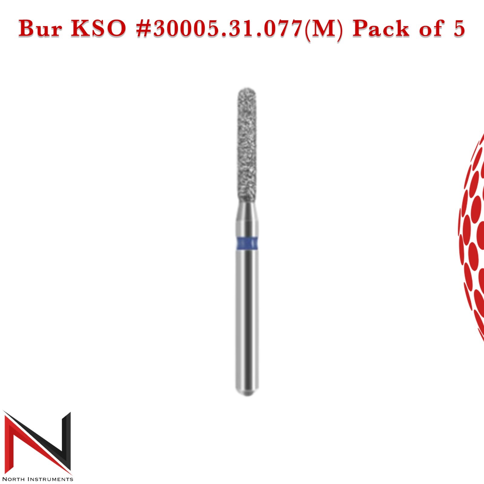 Dental Laboratory Bur KSO #30005.31.077(M) Pack of 5 Chamfer Round Medium