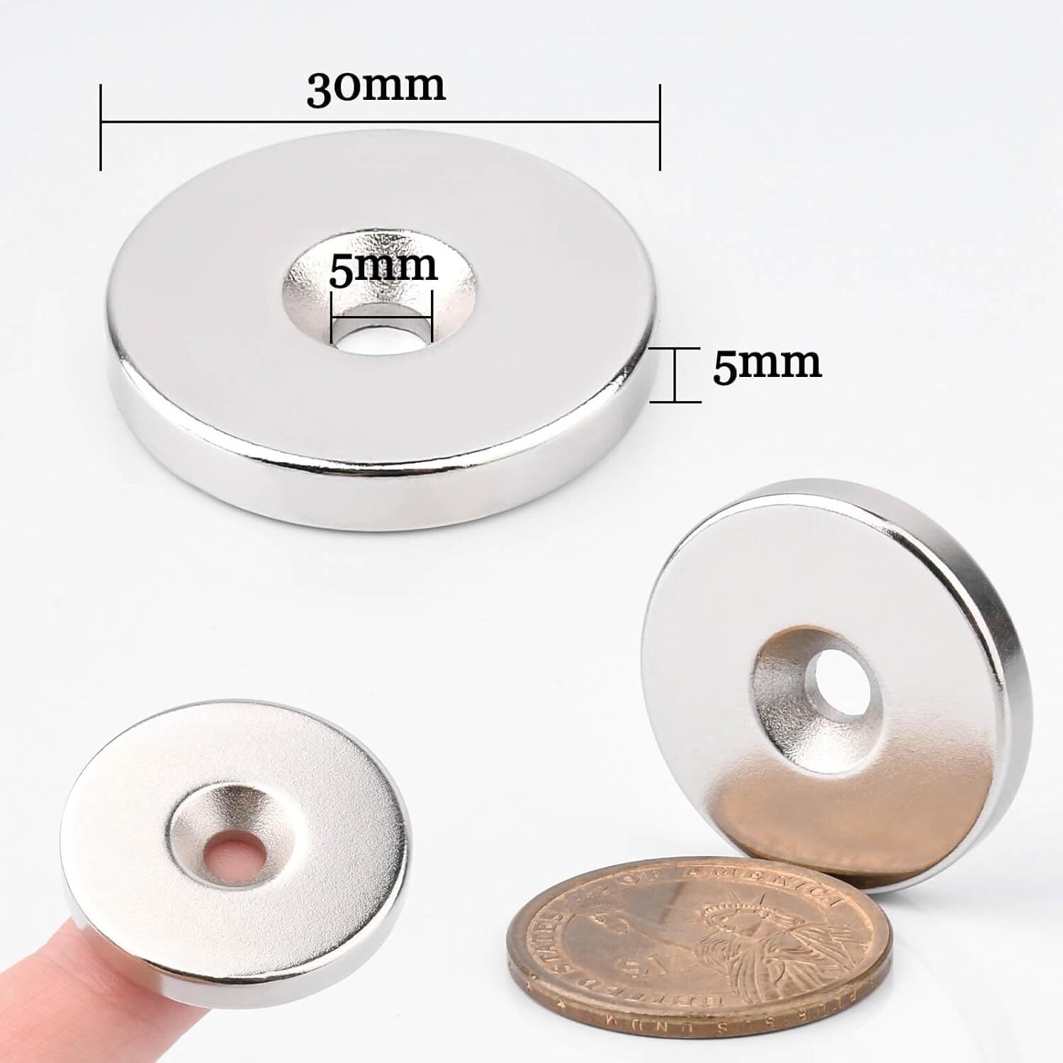 Lot 10 20 50 Countersunk Disc Magnets 30 x 5mm Hole 5mm Rare Earth Neodymium N52