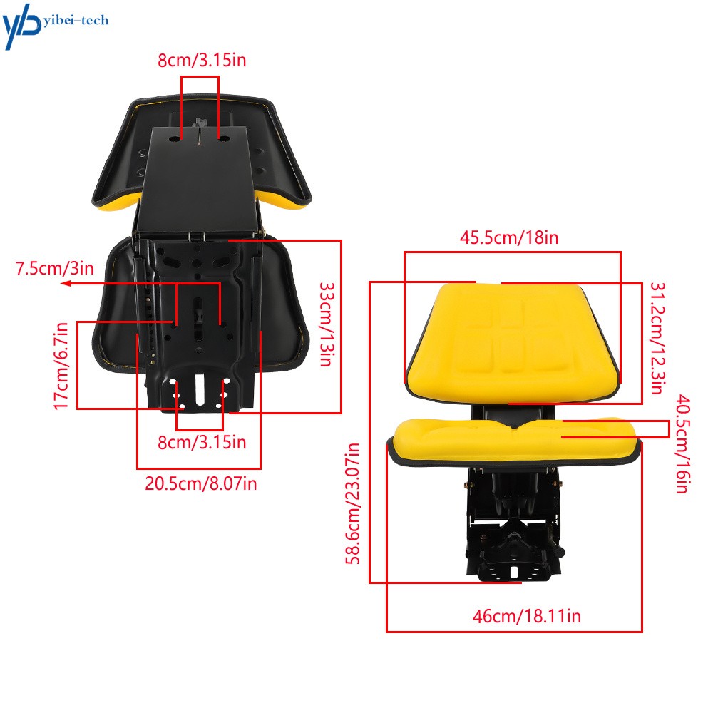 Yellow Tractor Suspension Seat Universal For John Deere 5200 5210 5300 5310 5510
