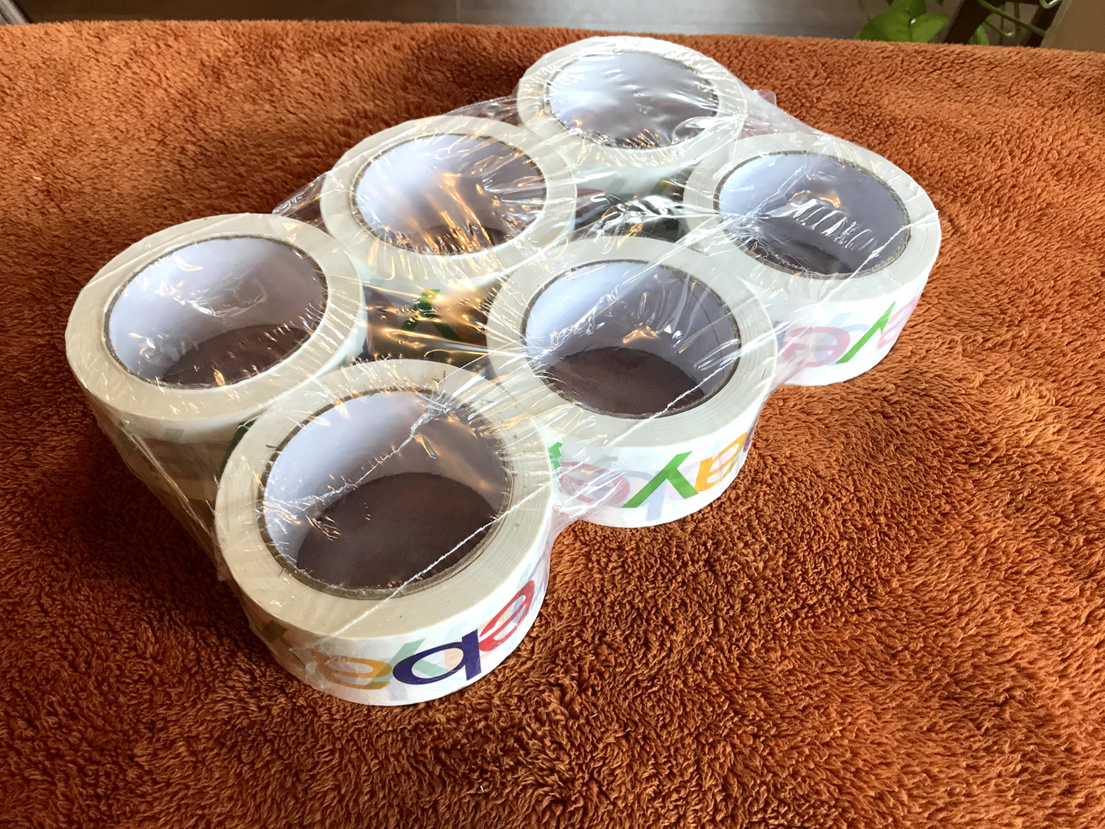 6 Rolls EBAY BRANDED Packaging Tape Color Logo 2″ x 75 yards NEW SEALED
