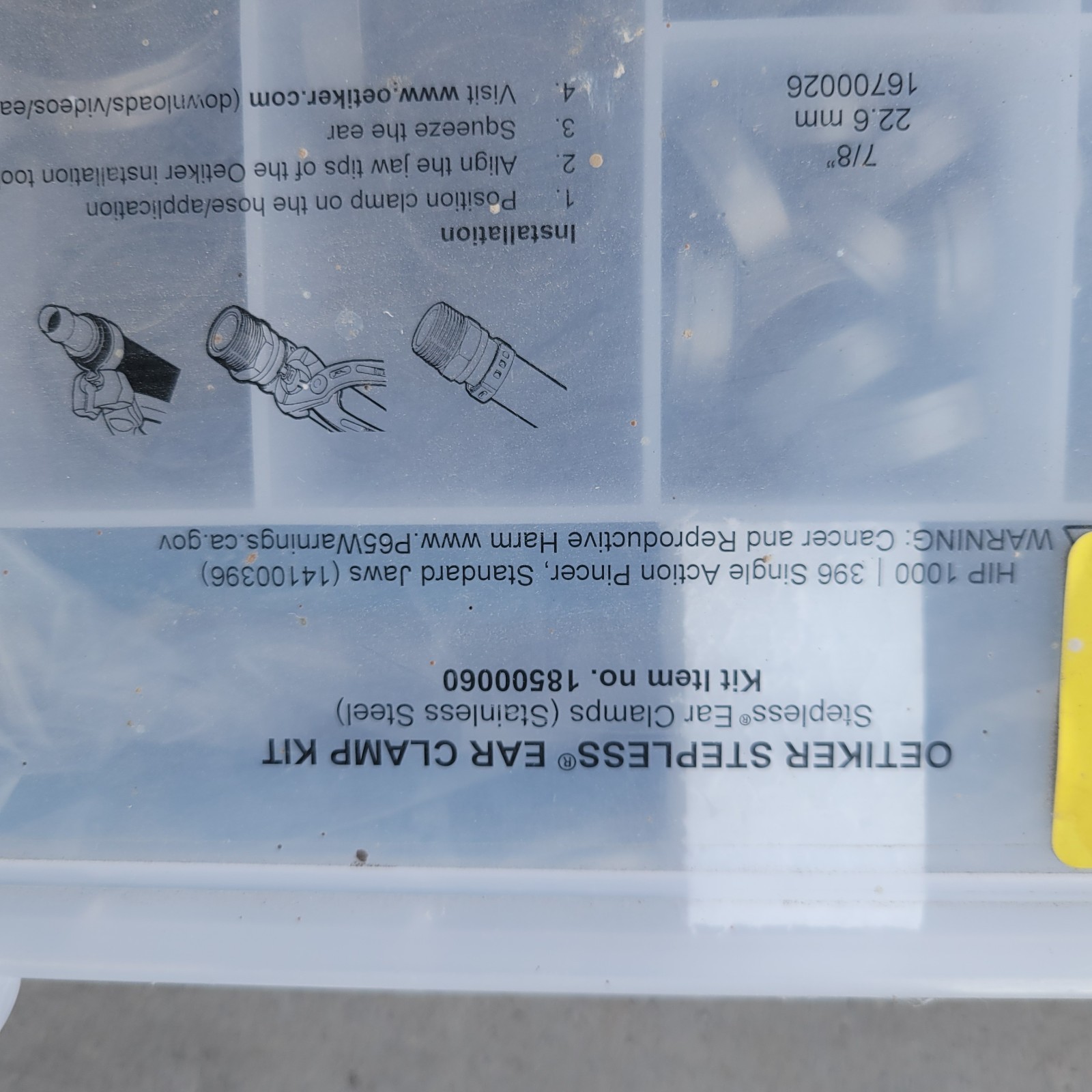 Oetiker 18500060 StepLess 1-Ear Clamp Kit Stainless Steel w/ Pliers