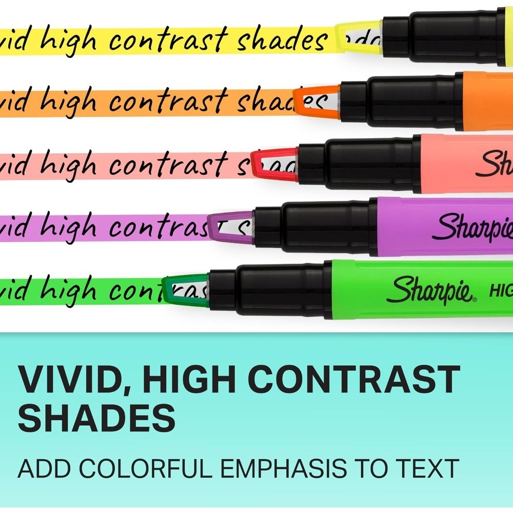 Clear View Highlighter Sticks, Chisel Tip Highlighter Market Set, Essential