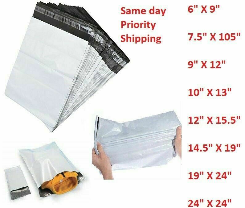 Poly Mailers 6×9 7.5×10.5 9×12 10×13 12×15.5 14.5×19 19×24 24×24 1 100 500 1000
